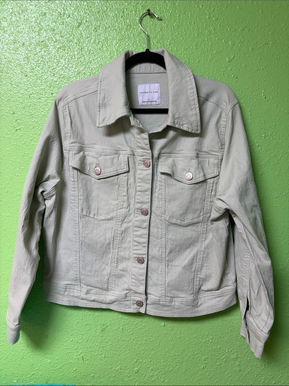 Celebrity Pink Sage Green Denim Jacket